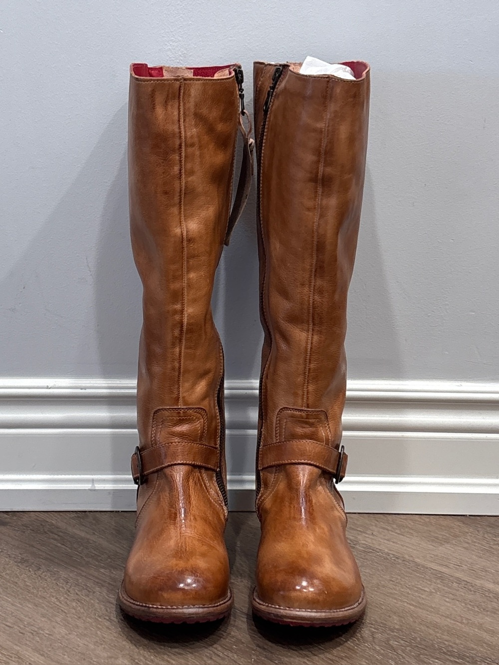 Bed Stu Glaye Wide Calf Tan Rustic Leather Boots 9.5 NEW In Box - Picture 8 of 16